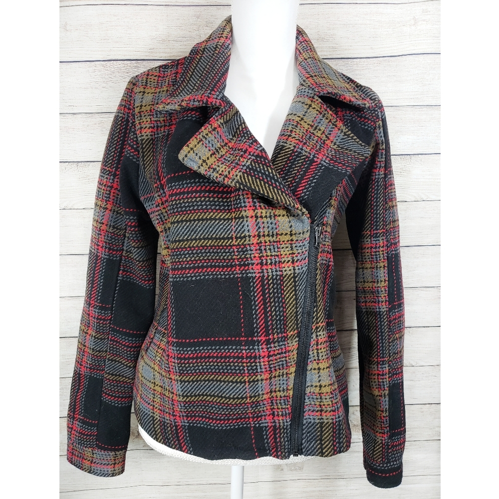 Mossimo Women's Plaid Zip Up Coat
